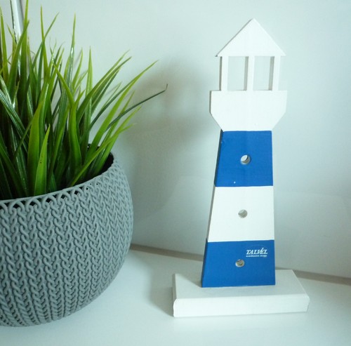 Leuchtturm blau weiß - 20, cm